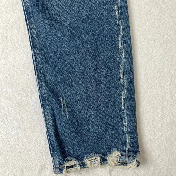 Paige sz 32 Hoxton Ankle Peg Distressed Button Fly Straight Leg Low Stretch EUC - Picture 3 of 12